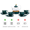 Wholesale manufacturer tea cups and saucer sets ceramic luxury  glass tea pot and ceramic cup coffee & tea sets